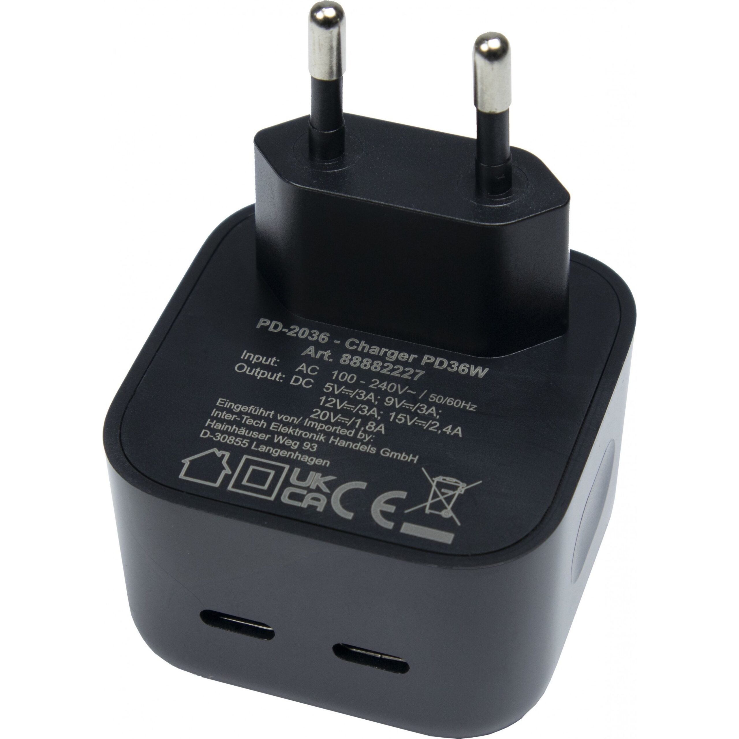 Aksesorë për telefon Inter-Tech PD-2036 USB-C Charger 36W – Zezë - Figura 2