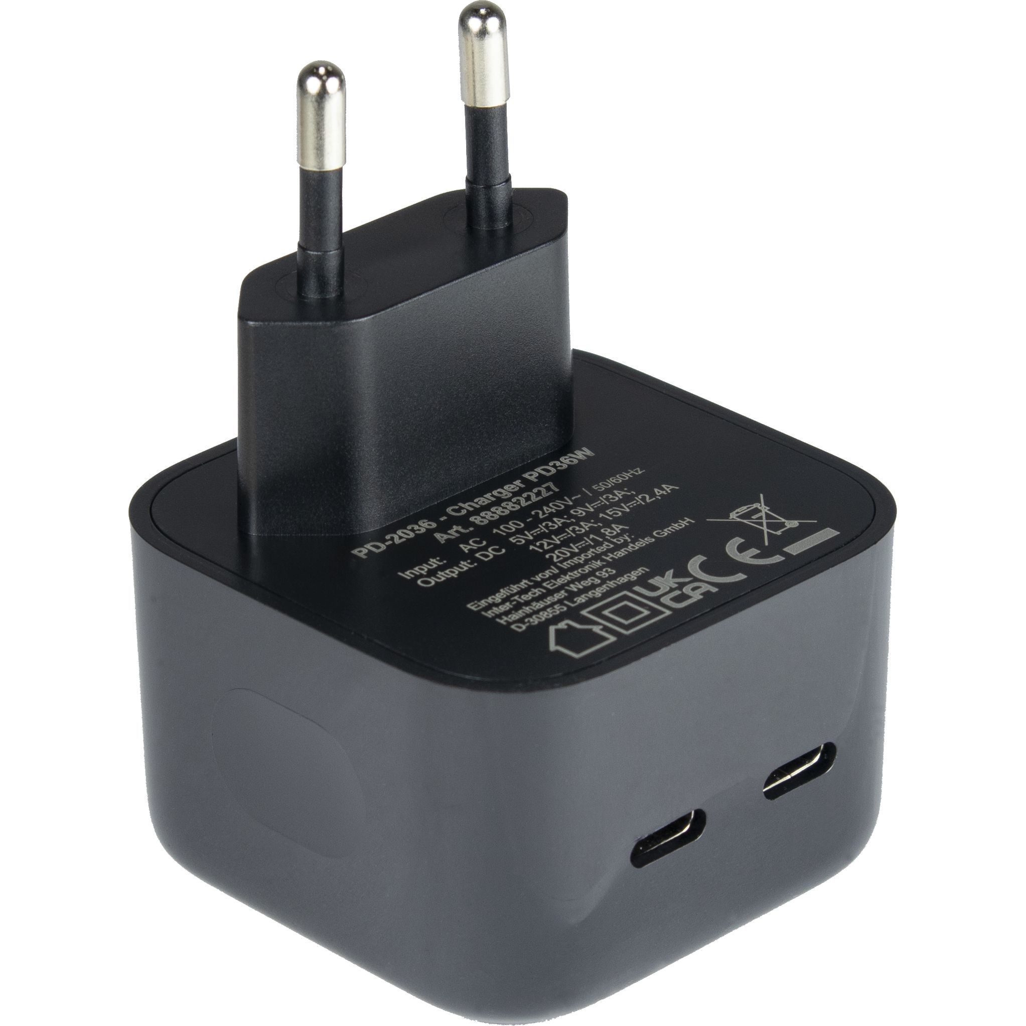 Aksesorë për telefon Inter-Tech PD-2036 USB-C Charger 36W – Zezë - Figura 3