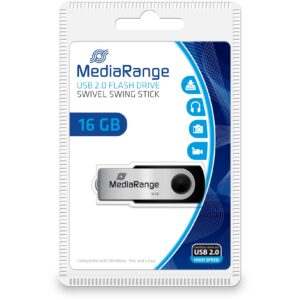 USB Flash Drive STICK 16GB MEDIARANGE MR910 - e zezë dhe hiri