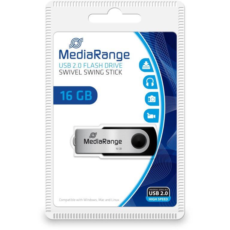 USB Flash Drive STICK 16GB MEDIARANGE MR910 - e zezë dhe hiri