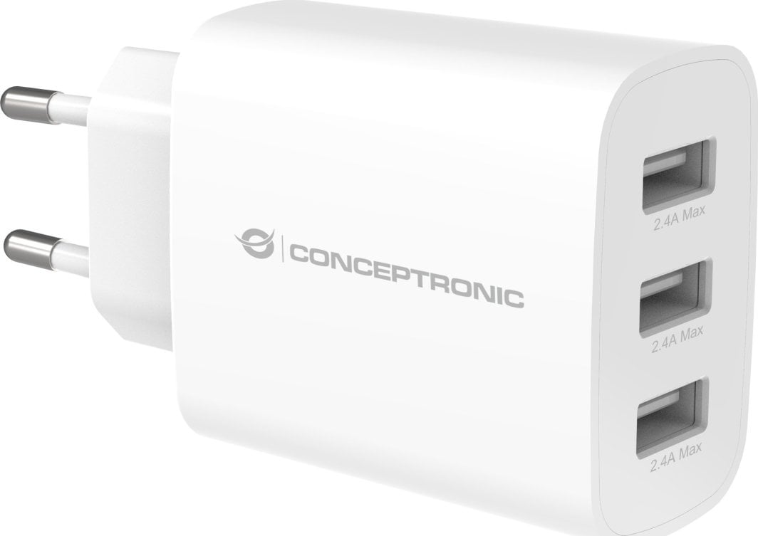 Adapter Conceptronic 3-Port USB-A Charger / 30W / 5.0V / 2.4A – Bardhë