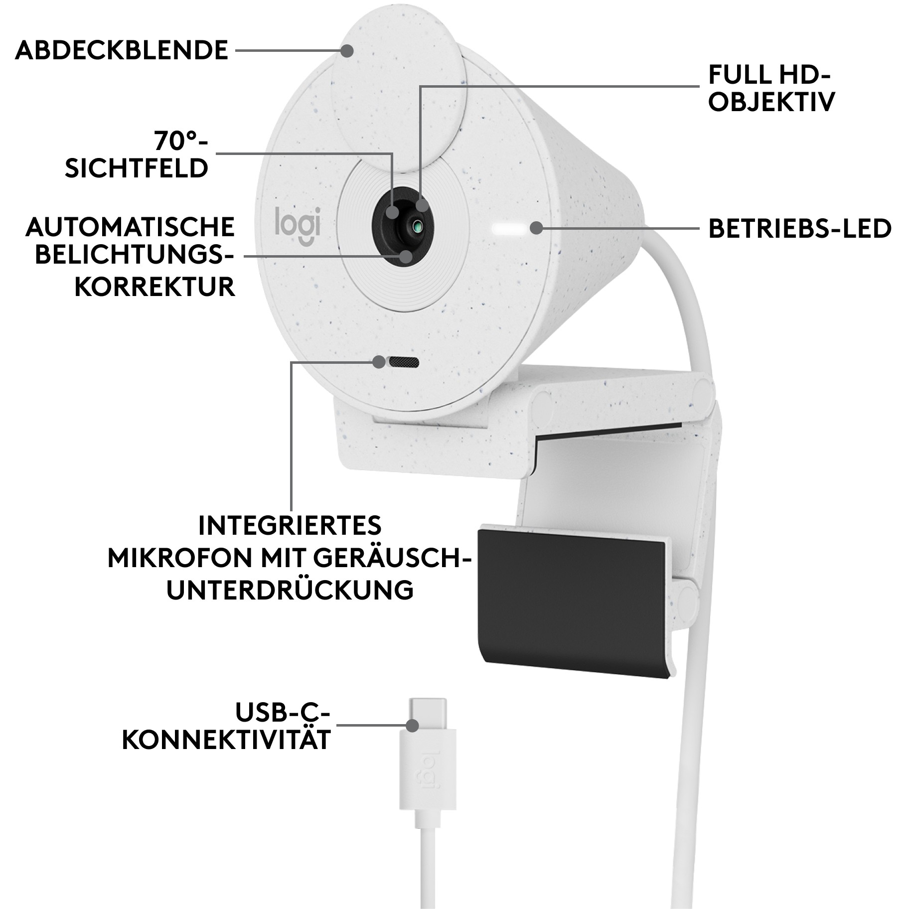 Webcam Logitech BRIO 300 1920x1080 Bardhë - Figura 4