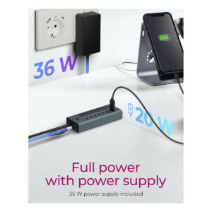 HUB ICY BOX IB‑HUB1457‑C31 / 7×USB‑C / Display – Blu / Gri 8