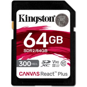 Kartë Memorie SD CARD 64GB Kingston Canvas React Plus SDXC 300MB/s