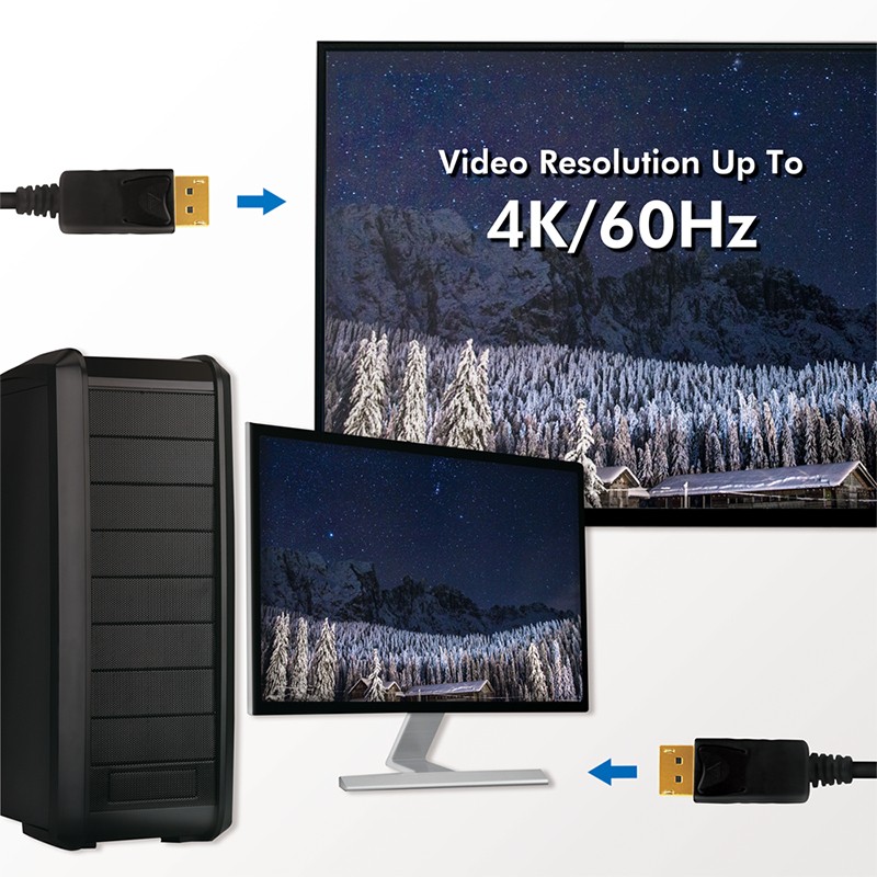Kabllo DisplayPort 1.2 LogiLink / ST-ST / 2m / 4K 60Hz - Zezë - Figura 4