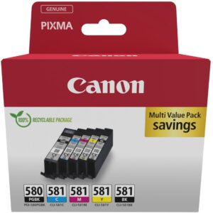 INK / Canon / PGI-580/CLI-581 / 2078C008 / 5er Multipack – Zezë-Blu-Rozë-Verdhë-PGBK