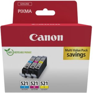 INK / Canon / CLI-521 / 2934B015 / 3er Multipack – Blu-Rozë-Verdhë