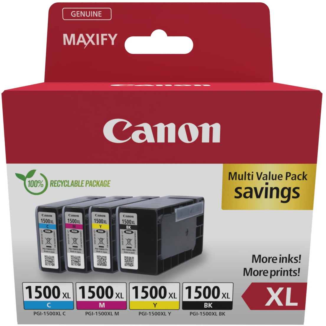 INK / Canon / PGI-1500XL / 9182B010 / 4er Multipack – Zezë-Blu-Rozë-Verdhë
