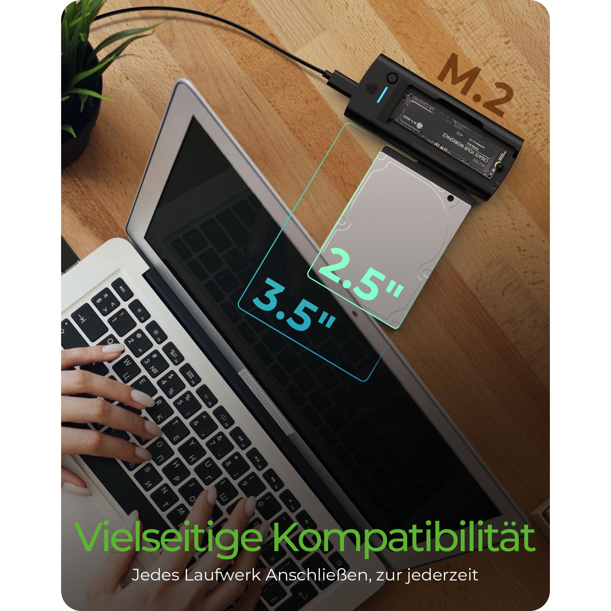 Aksesorë për disqe ICY BOX IB-180MS-C31 USB-C/USB-A 3.2 Docking Station for M.2 NVMe SSD and 3.5"/2.5" SATA HDD
