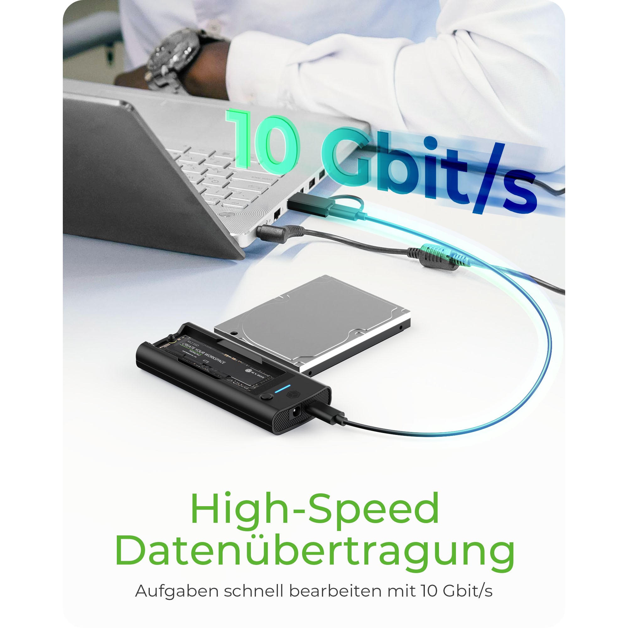 Aksesorë për disqe ICY BOX IB-180MS-C31 USB-C/USB-A 3.2 Docking Station for M.2 NVMe SSD and 3.5"/2.5" SATA HDD - Figura 2