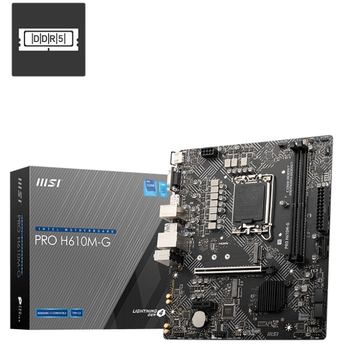 Pllakë Amë MB Intel MSI PRO H610M-G / Intel Socket 1700 / DDR5 / mATX