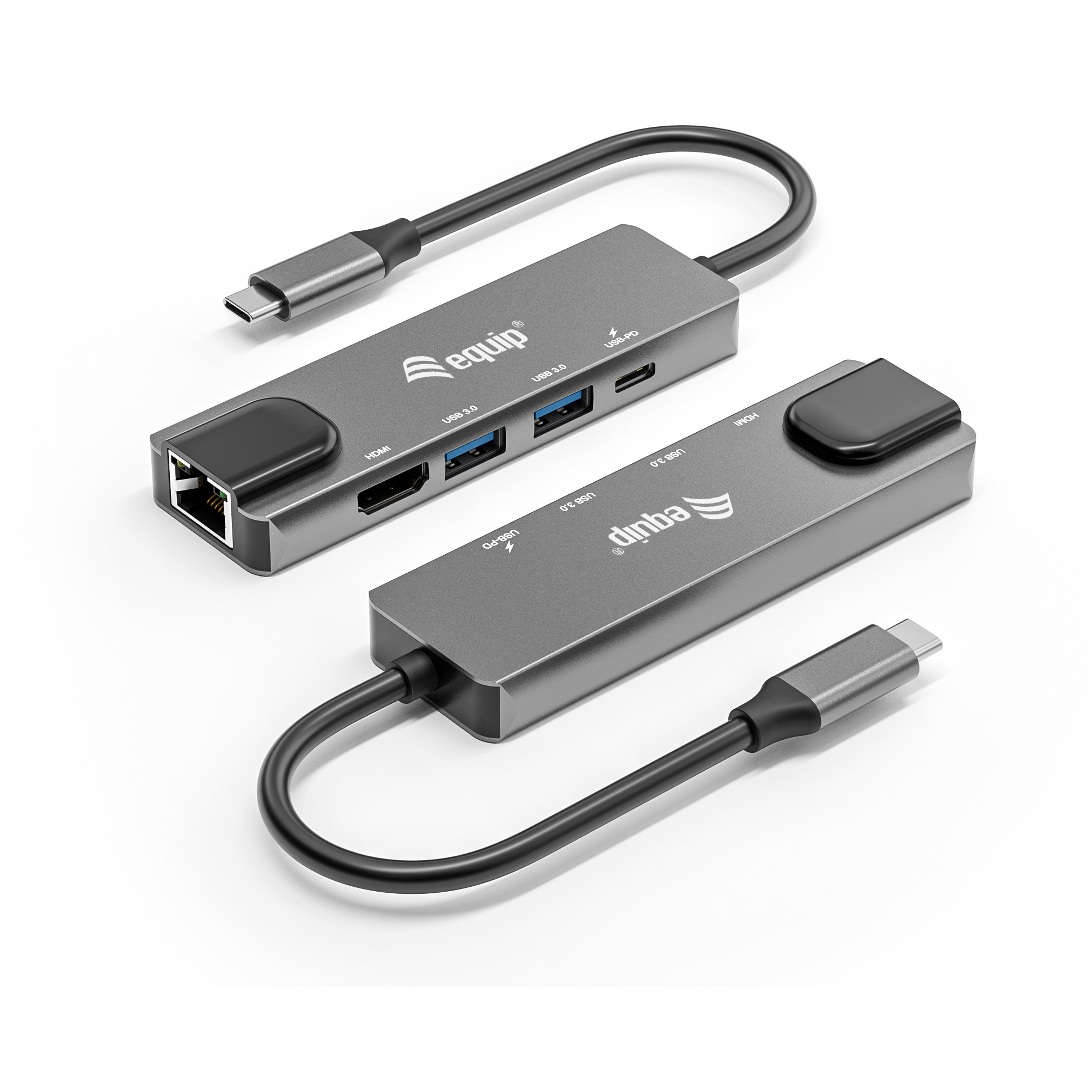 Docking Station Equip USB-C në HDMI / 2xUSB 3.0 / Gigabit Ethernet / 100W Power Delivery (Kabllor 25cm) - E Zezë - Figura 5