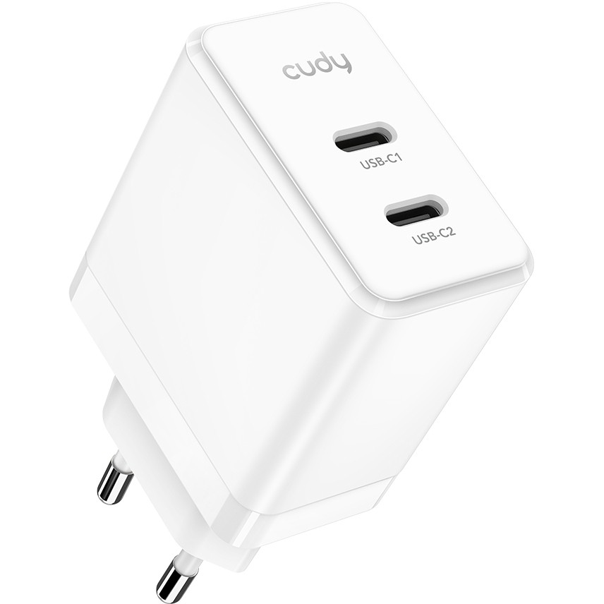 Adapter Cudy / USB-C Charger / 40W / EU Plug / 2-Port - Bardhë