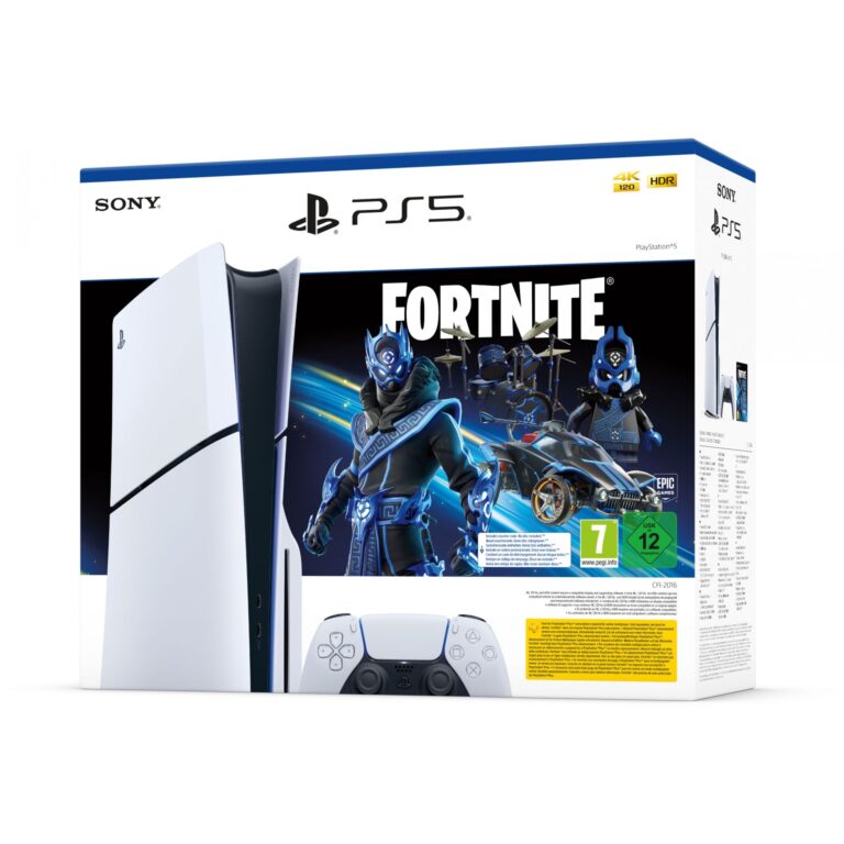 PS5 Sony PlayStation 5 Slim 1TB / Fortnite Cobalt Star Bundle – Bardhë