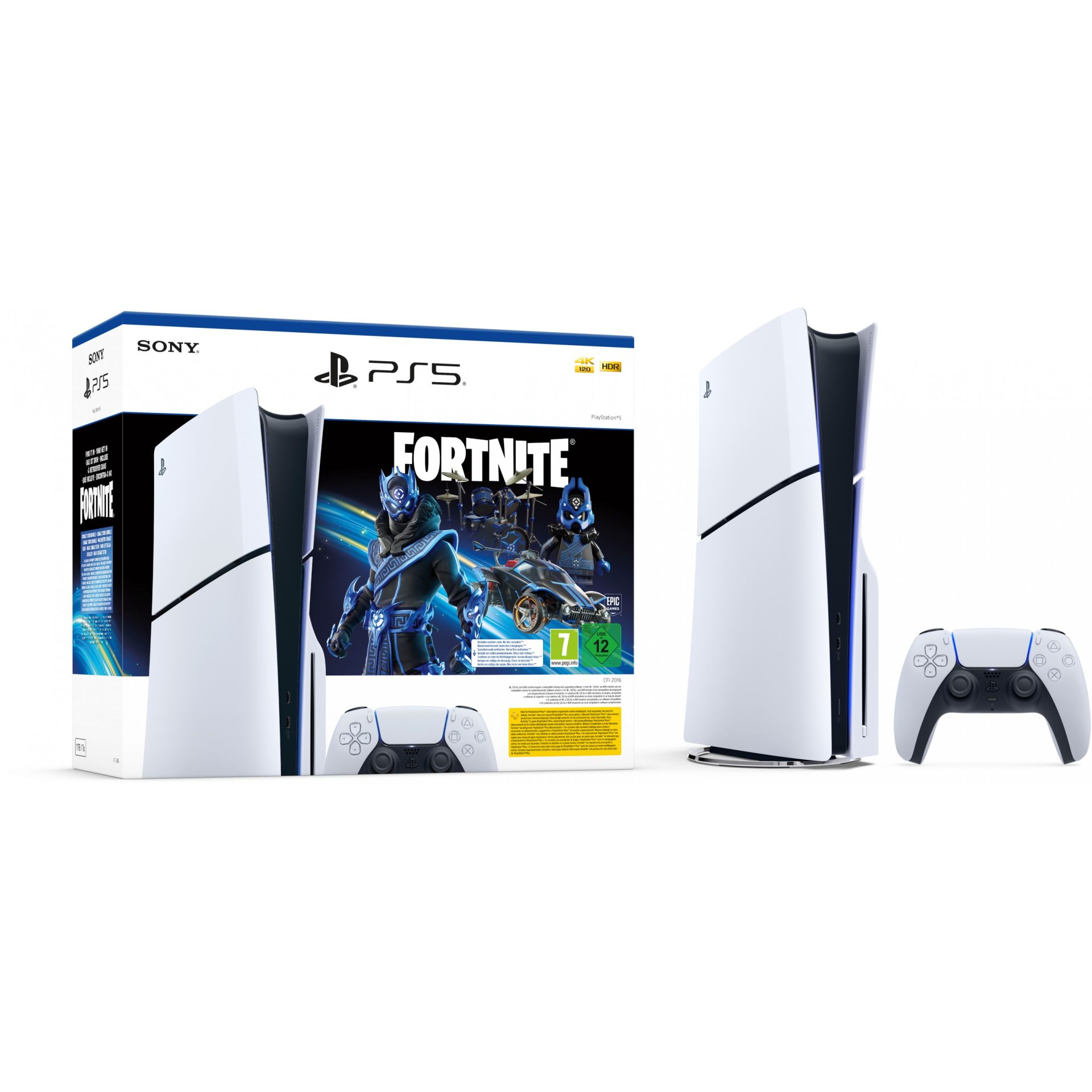 PS5 Sony PlayStation 5 Slim 1TB / Fortnite Cobalt Star Bundle – Bardhë - Figura 3
