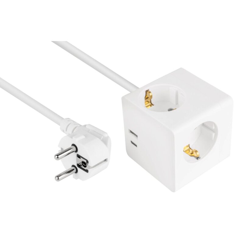 Kabllo për Furnizim me Energji Kabelmeister 5m, 3x Schuko, 1x USB-C 20W PD 3.0, USB-A 18W, E Bardhë