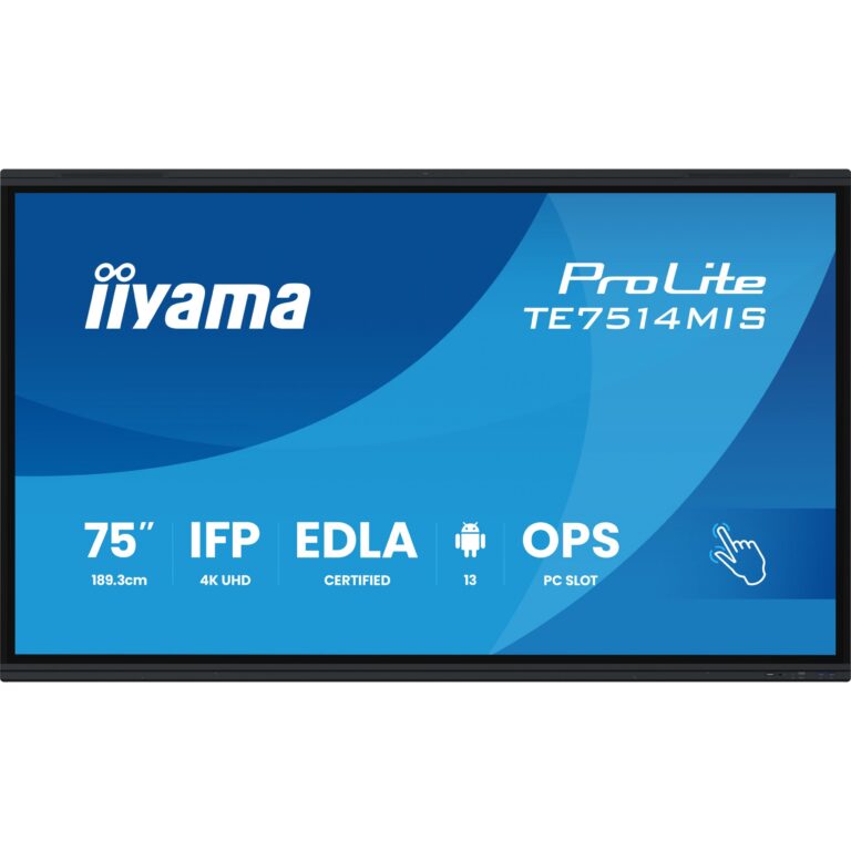 Monitor iiyama ProLite TE7514MIS-B2AG / 75" / 4K UHD LCD Touchscreen / 60 Hz / 8 ms / 4xHDMI + DP + USB-C + LAN + WIFI / Zezë
