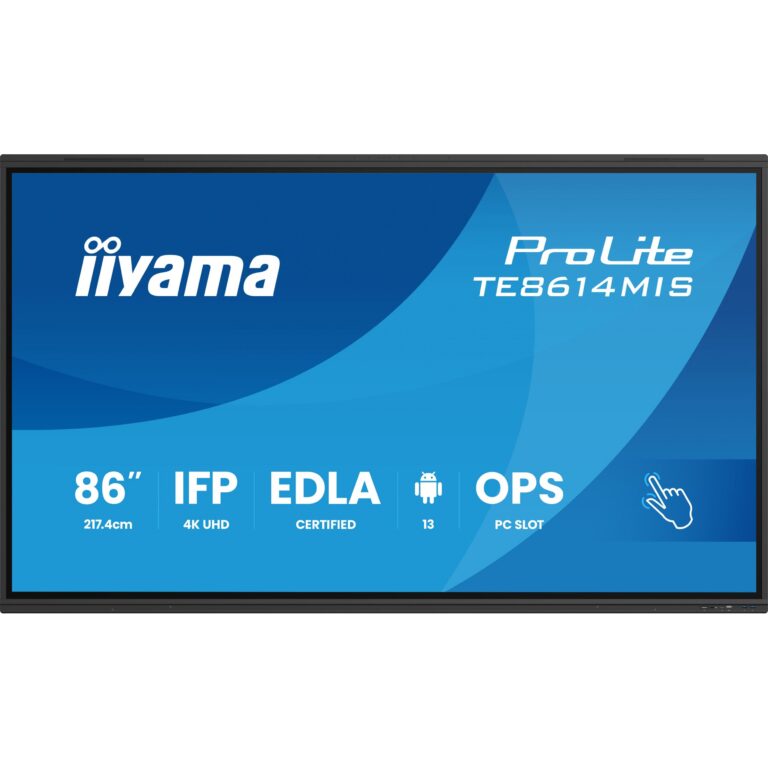 Monitor iiyama ProLite TE8614MIS-B2AG / 86" / 4K UHD LCD Touchscreen / 60 Hz / 6.5 ms / 4xHDMI + DP + USB-C + LAN + WIFI / Zezë