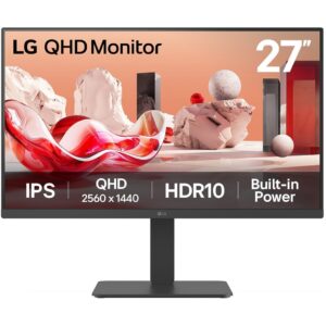 Monitor LG 27BA45QB-B / 27" / WQHD / IPS / 5ms / 75Hz / HDR10 / 2x HDMI / DisplayPort / Speaker / Pivot / e zezë