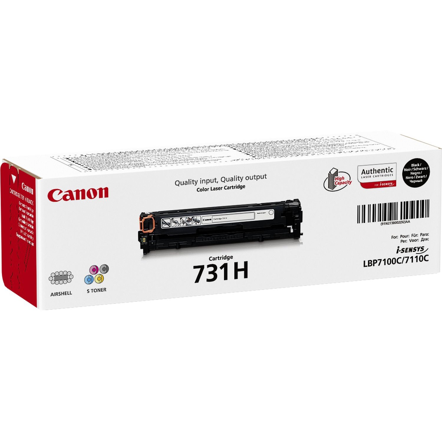 Toner Canon 731H Cartridge Original / High Yield / Up to 2,400 Pages (ISO/IEC Standard) / Part No. 6273B002 – Zezë