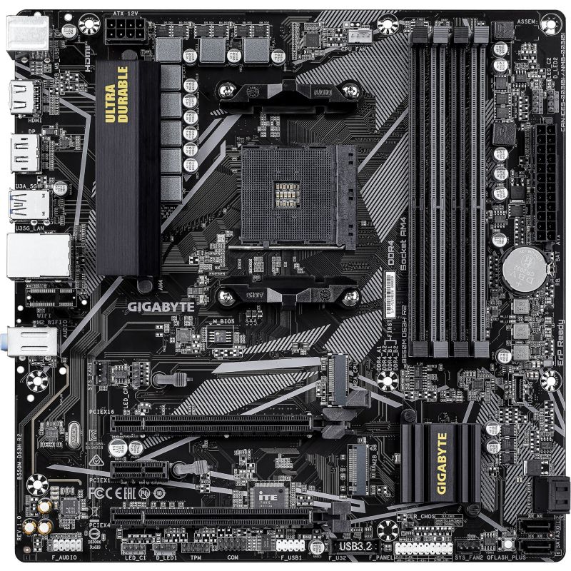 Pllakë Amë AMD Gigabyte B550M DS3H R2 Motherboard (B550 / AM4 / mATX / DDR4 / HDMI / DisplayPort)