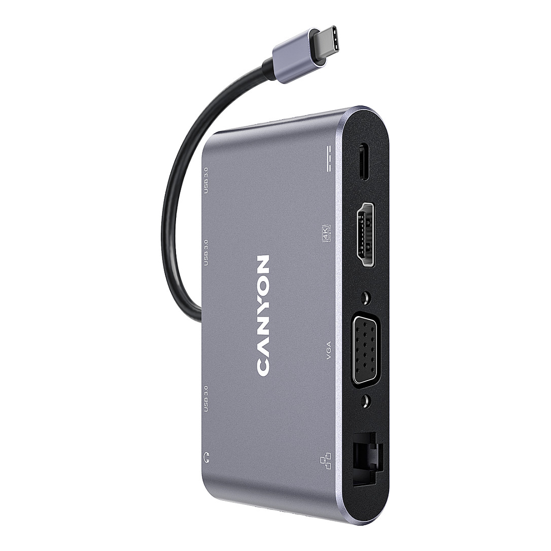 Docking Station Canyon Hub DS-14 8-in-1 4K USB-C to USV PD / USB-A / HDMI / VGA / 3.5 mm audio jack / LAN