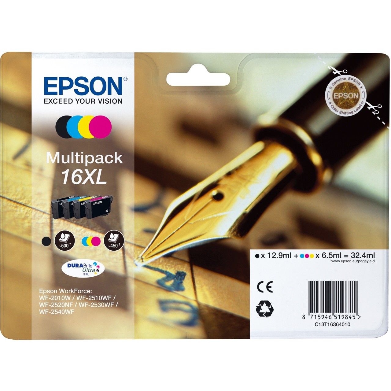 INK Epson 16XL C13T16364012 4er Multipack (BKMCY) deri në 450 faqe – Zezë, Blu, Rozë, Verdhë