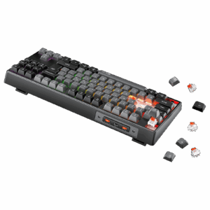 Tastierë Gaming Meetion MK14 Mechanical / Type-C / +2.4G+Bluetooth RGB Backlit / 4000mAh / US / e zezë