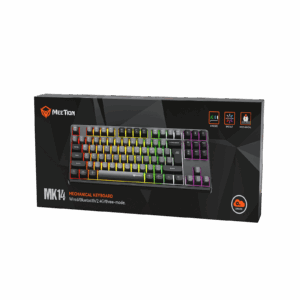 Tastierë Gaming Meetion MK14 Mechanical / Type-C / +2.4G+Bluetooth RGB Backlit / 4000mAh / US / e zezë