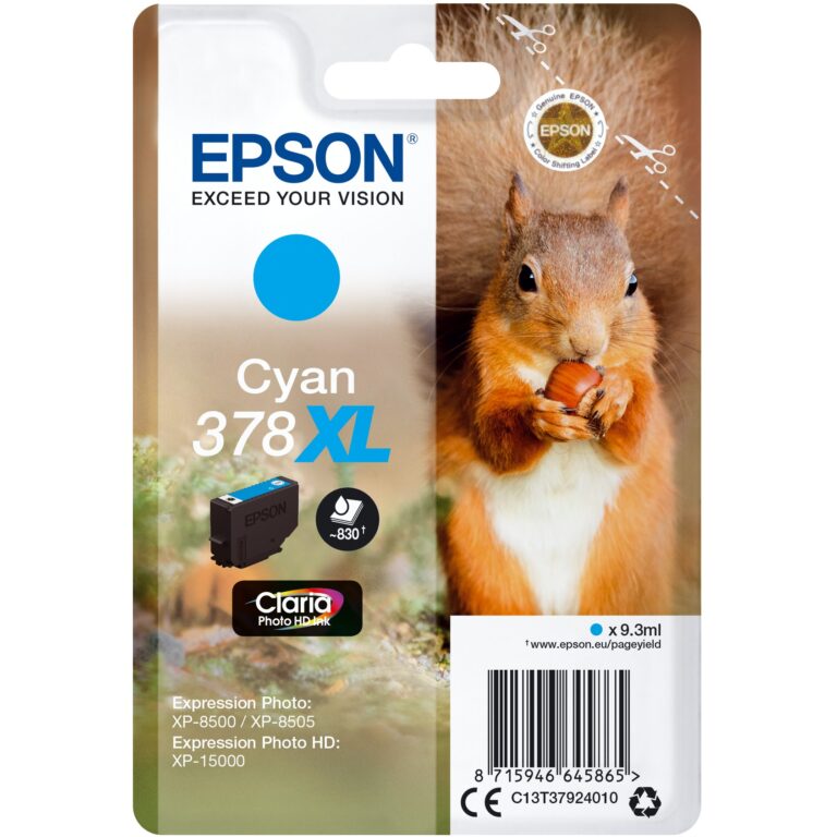Toner Epson 378XL Ink Cartridge Cyan (C13T37924010) – Up to 830 Pages