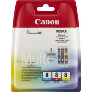 INK Canon CLI-8 Multipack deri në kapacitet standard sipas ISO/IEC 24711 - 3 ngjyra (Blu, Rozë, Verdhë)