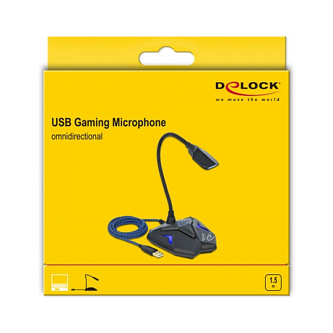 Mikrofon Delock Desktop USB / Gaming Condenser / Gooseneck + Mute Button - Zezë - Figura 4