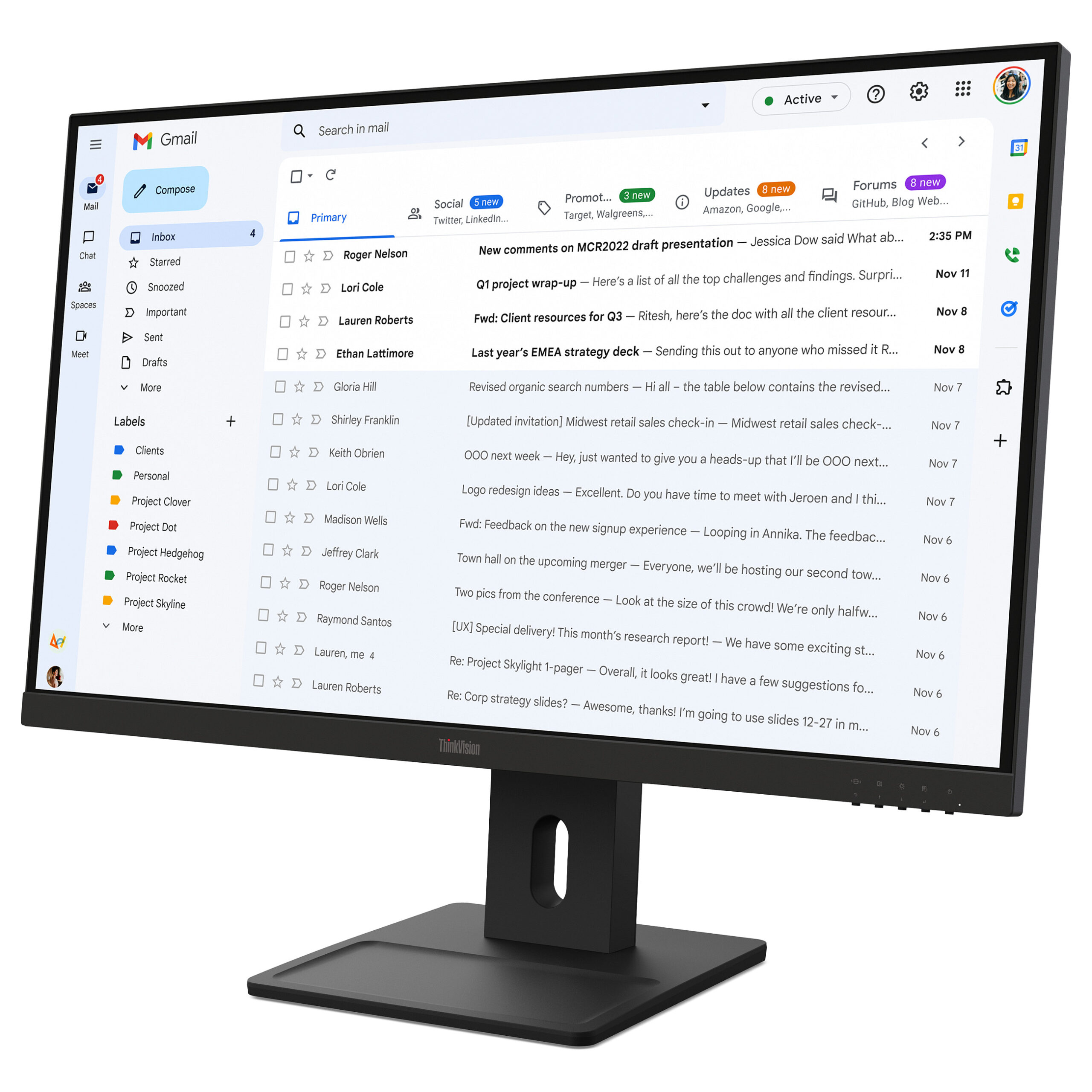 Monitor Lenovo ThinkVision E27-40 / 27"/ Full HD LCD IPS / 100Hz / 4ms / HDMI+DP+VGA - Zezë - Figura 3