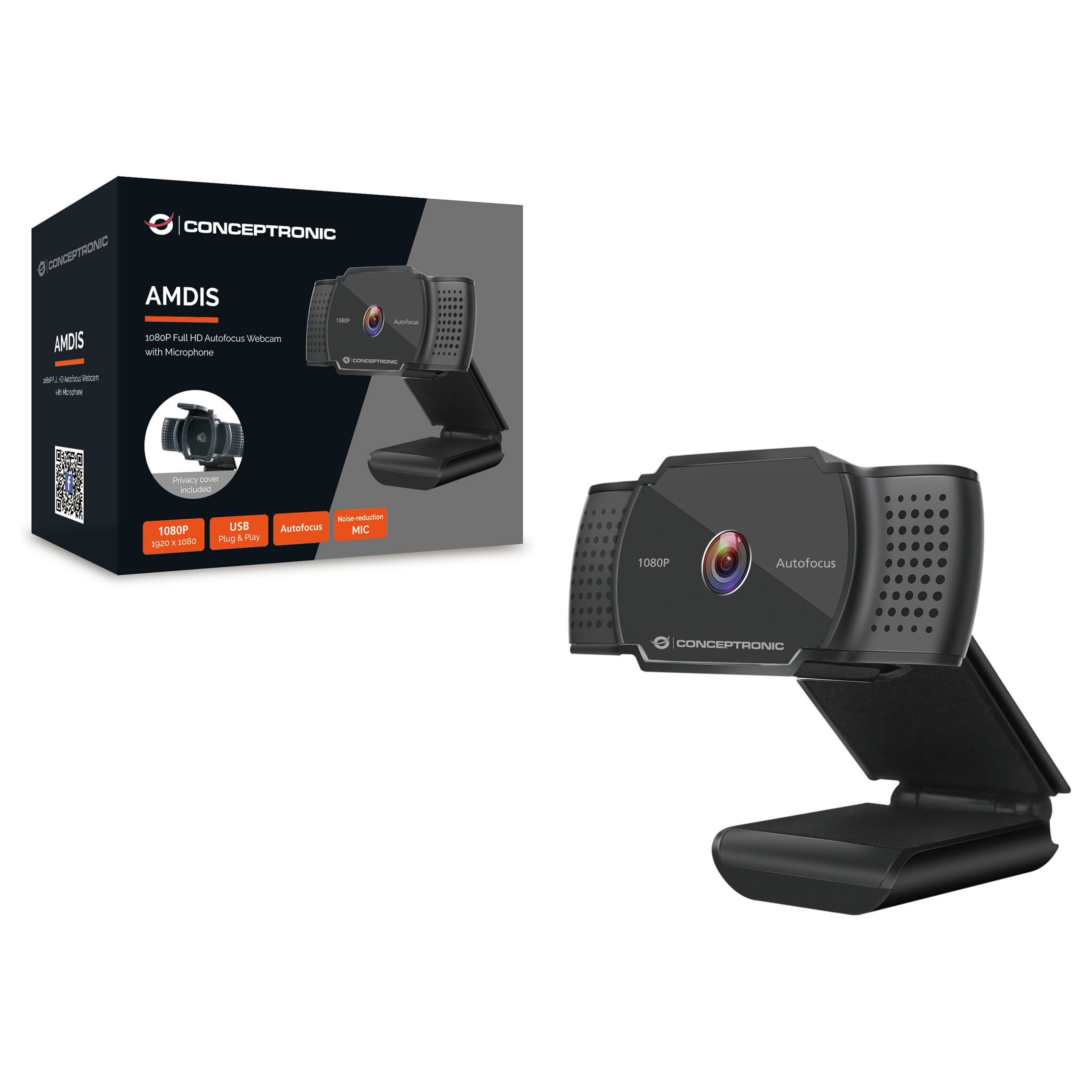 Webcam Conceptronic AMDIS06B / USB-A 2.0 / Full HD / 30fps / 72° / Built-in Microphone - Zezë - Figura 4