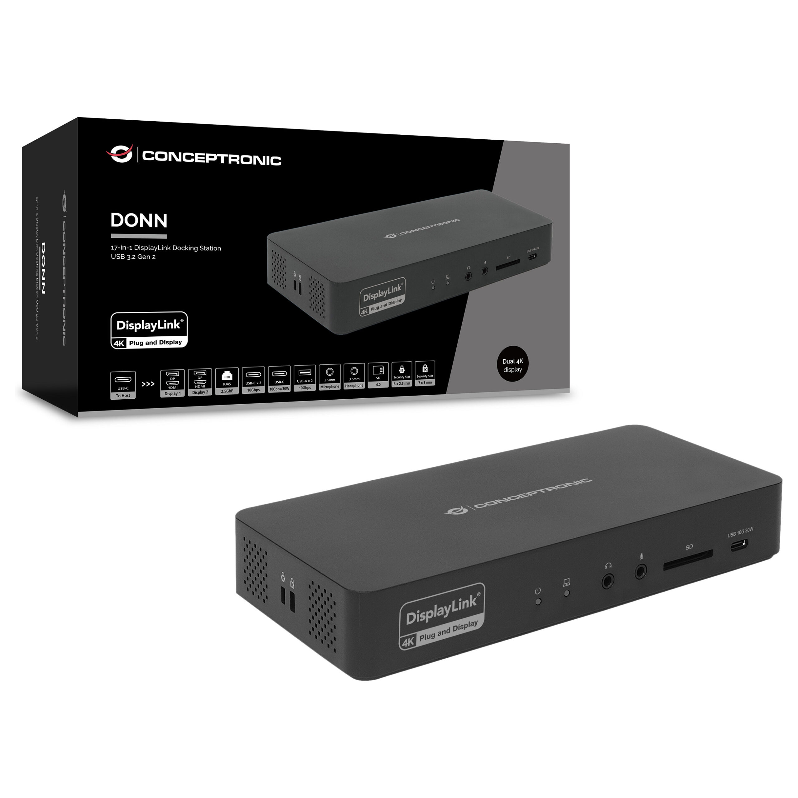 Docking Station Conceptronic DONN31B 17-1 Dock USB-C-to HDMI / DP / 3xUSB-C - Figura 5