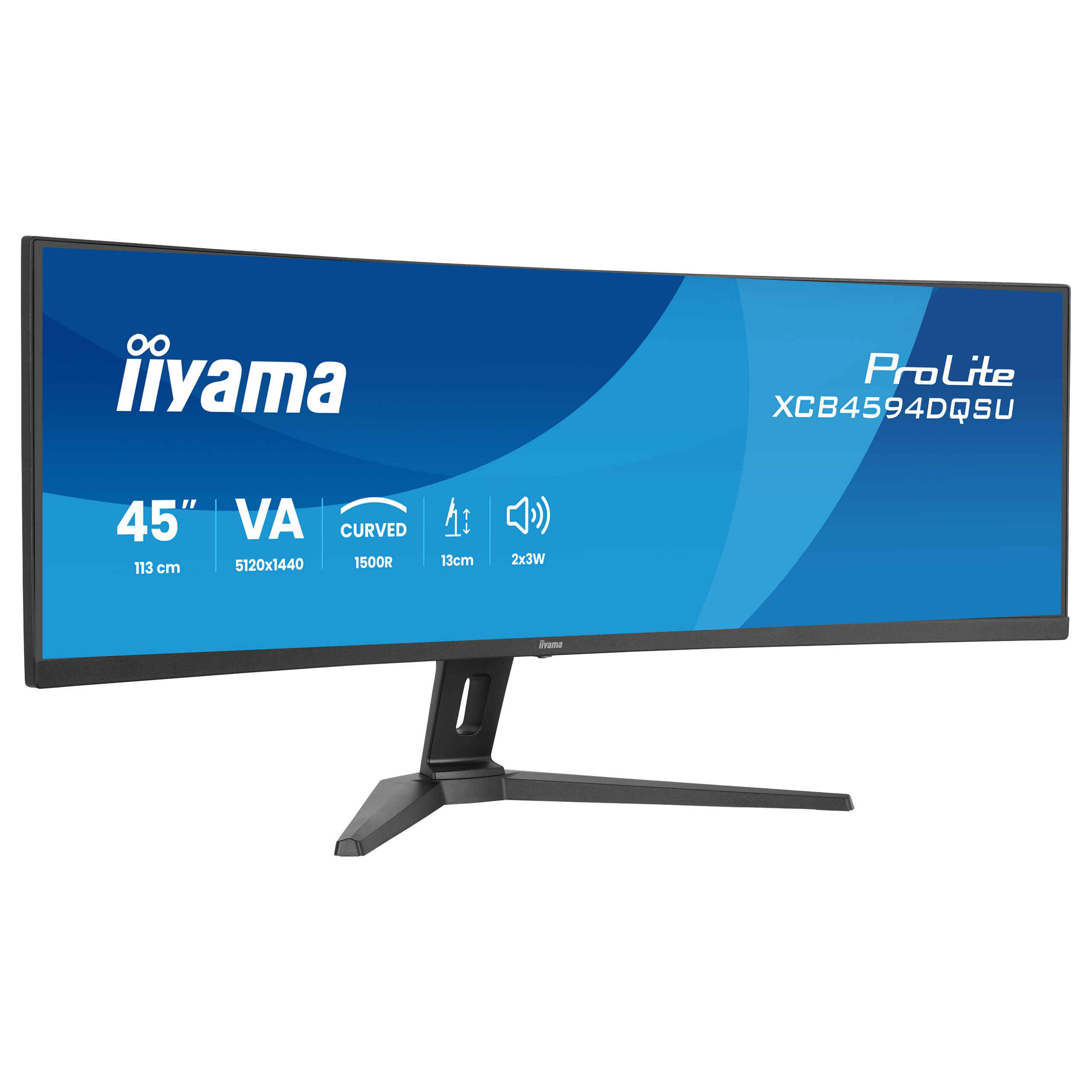 Monitor iiyama ProLite XCB4594DQSU-B1 / 44.5' / Dual QHD VA LED Curved / 75Hz / 2ms / HDMI+DP - Zezë - Figura 2