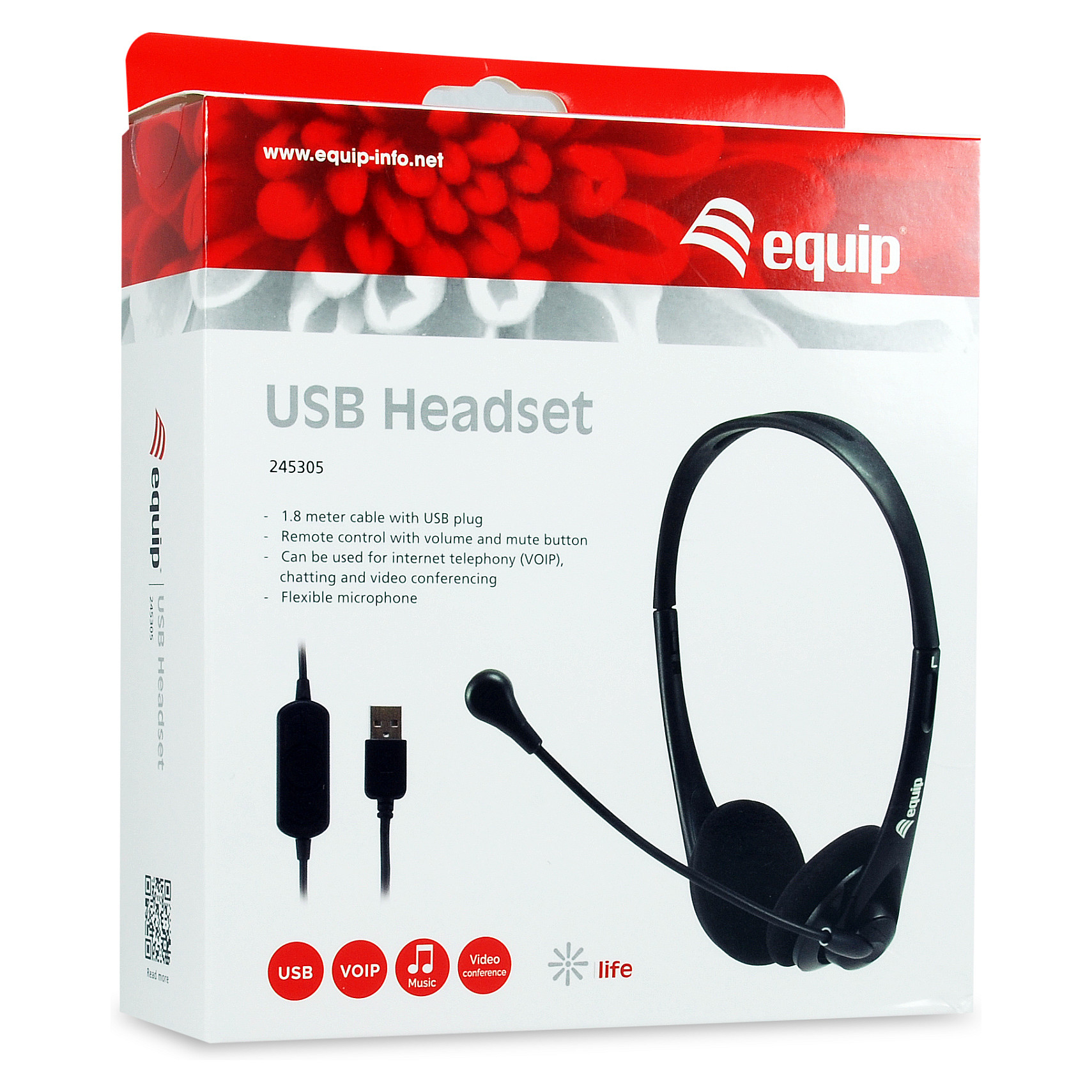Kufje me kabllo Equip Stereo Wired Headset with Microphone / USB-A 1.80m - Zezë - Figura 3