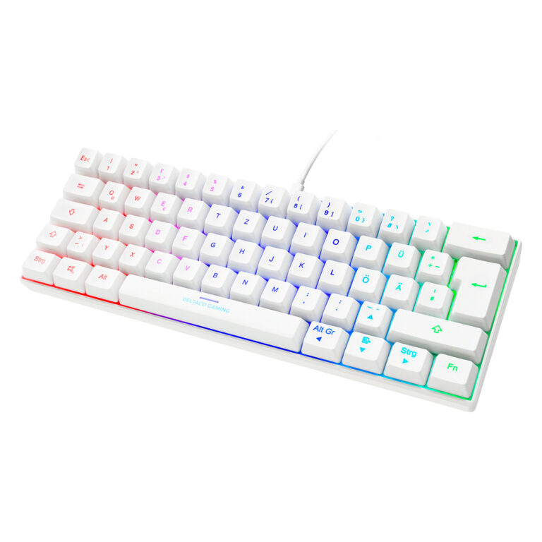 Tastierë Gaming Deltaco Wired / RGB / QWERTZ / German Language - Bardhë