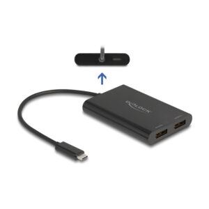 Delock Adapter USB Type-C to 2×DisplayPort 4K 60Hz with DisplayLink Grafik and USB PD