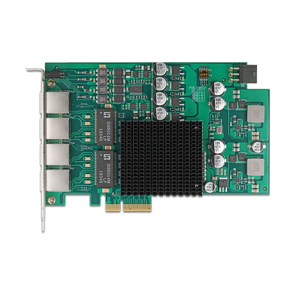 Karta të rrjetit DeLOCK PCI Express x4 / Gigabit LAN / 4× RJ45 PoE+ / Intel i350