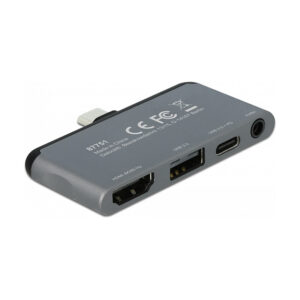 Mini Dockingstation Delock for iPad Pro / Mobile Devices with 4K 60 Hz from USB-C to USB2.0 / HDMI / USB-C/ Headset 3.5 mm 4 pin jack