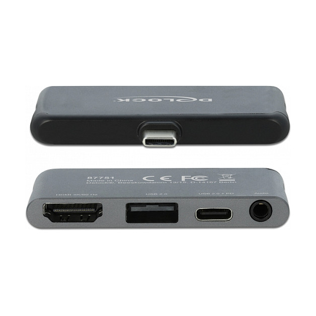 Mini Dockingstation Delock for iPad Pro / Mobile Devices with 4K 60 Hz from USB-C to USB2.0 / HDMI / USB-C/ Headset 3.5 mm 4 pin jack - Figura 3