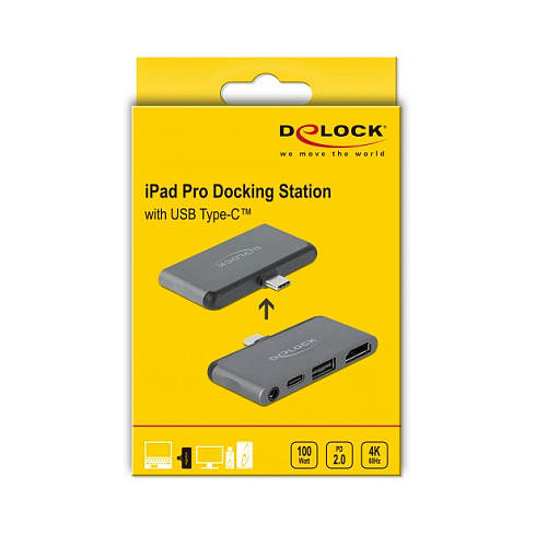 Mini Dockingstation Delock for iPad Pro / Mobile Devices with 4K 60 Hz from USB-C to USB2.0 / HDMI / USB-C/ Headset 3.5 mm 4 pin jack - Figura 4