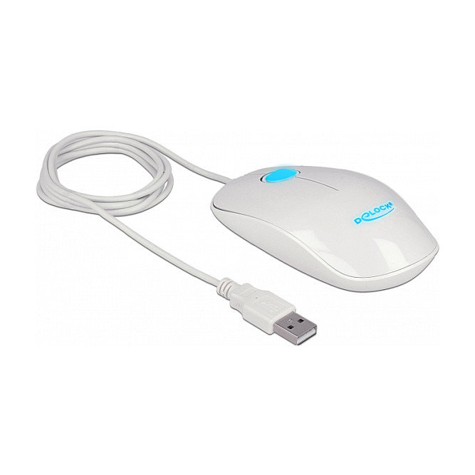 Maus me kabllo Delock Optike 3-Butona LED USB Type-A – Bardhë/Blu