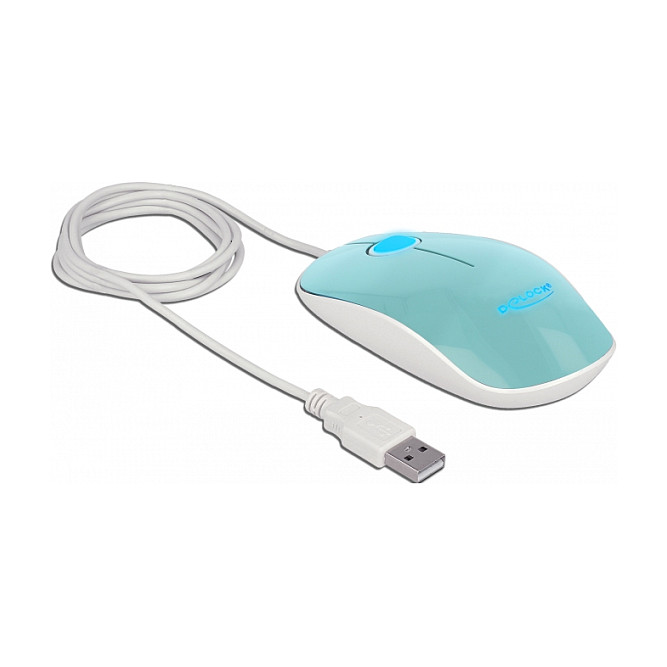 Maus me kabllo Delock Optike 3 Butona LED USB Type-A – Bardhë/Blu