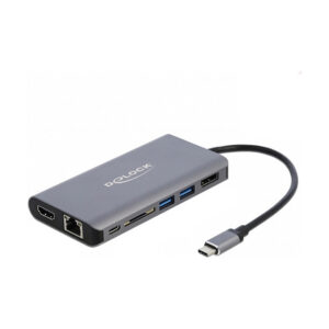 Docking Station DeLOCK 4K / 1xHDMI / 1xDisplayPort / 1xUSB-C / 2xUSB-A / SD / LAN - Gri