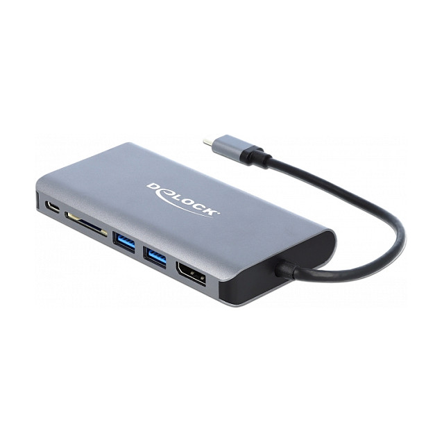 Docking Station DeLOCK 4K / 1xHDMI / 1xDisplayPort / 1xUSB-C / 2xUSB-A / SD / LAN - Gri - Figura 2