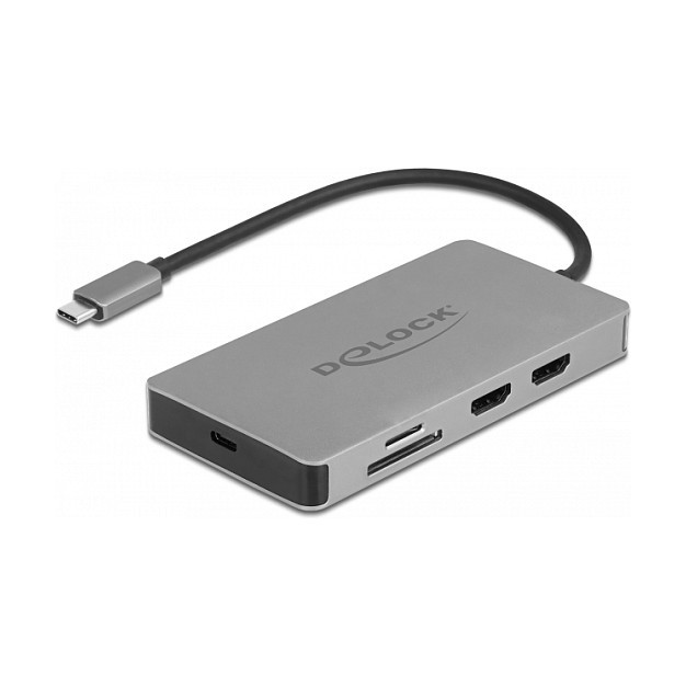 Docking Station DeLOCK / 4K / Dual / 2xHDMI / 2xUSB-A / 2xDisplayPort / SD / LAN - Gri