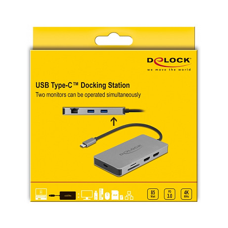 Docking Station DeLOCK / 4K / Dual / 2xHDMI / 2xUSB-A / 2xDisplayPort / SD / LAN - Gri - Figura 5