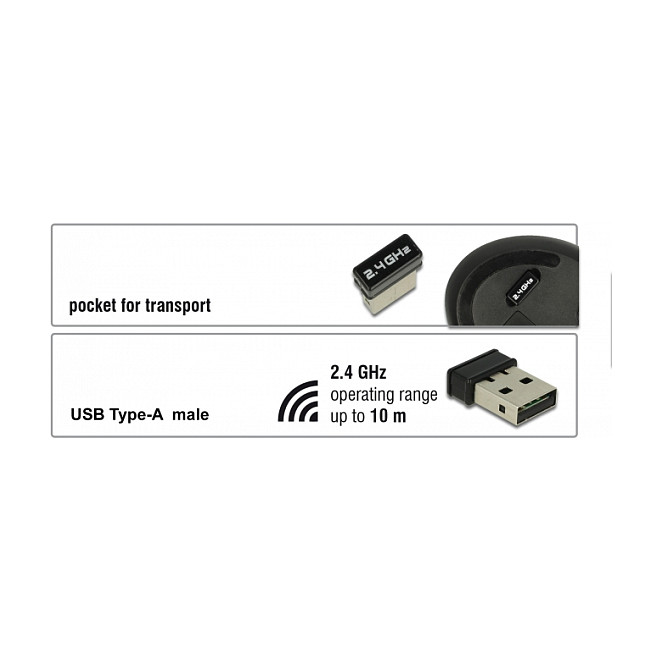 Maus pa kabllo DeLOCK Vertical Optical Mouse / 2.4 GHz / 5 Buttons - Kuqe / Zezë - Figura 3